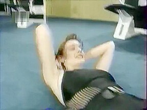Russian aerobics with white crew socks and no shoe