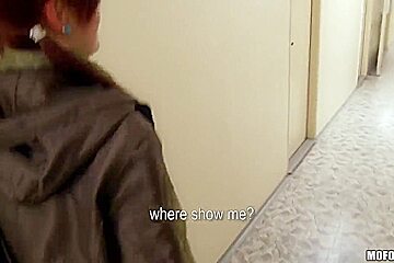 Sex appeal redhead bitch fucked in restroom