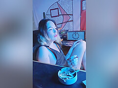 Sexy Stepsister Smokes A Cigarette