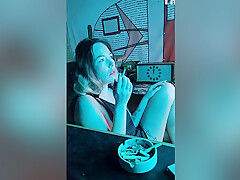 Sexy Stepsister Smokes A Cigarette