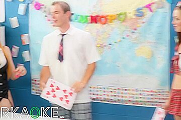 Sexy Teacher Gets students 18+ To Strip And Fuck In Gameshow - Madison Spears And Corra Cox