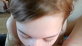 Sexy brunette getting her way with him