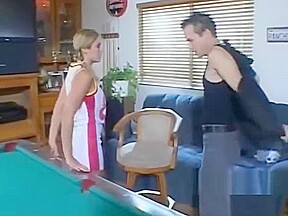 Sexy cheerleader slut fucked on billiard table