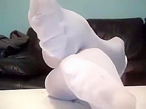 Sexy foot worship  White stockings  Smelly