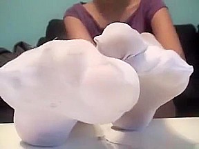 Sexy foot worship  White stockings  Smelly