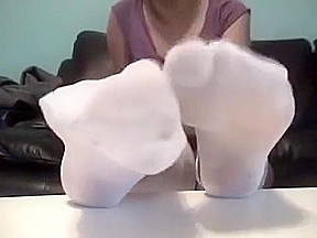 Sexy foot worship  White stockings  Smelly