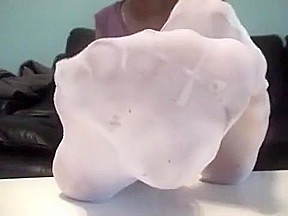 Sexy foot worship  White stockings  Smelly