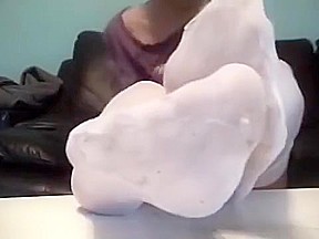 Sexy foot worship  White stockings  Smelly
