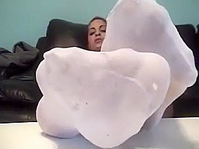 Sexy foot worship  White stockings  Smelly