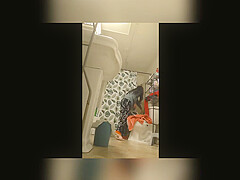 Sexy mexican slut bathroom strip