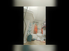 Sexy mexican slut bathroom strip