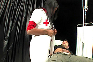Shemale nurse sucks patient