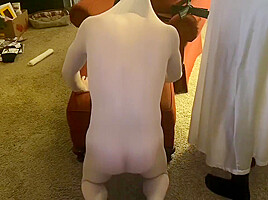 Sissy Wears Bodystocking Gets Tied Up By Sexy Femdom