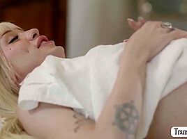 Skinny Trans Babe Licks And Fucks Masseuse Wet