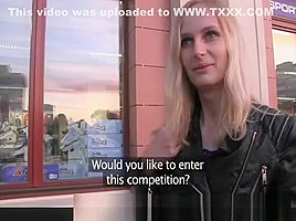 Skinny shy blonde fucked in a hotel room for cash