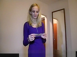 Skinny shy blonde fucked in a hotel room for cash