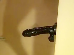 Slutty guy gets his asshole drilled with a dildo