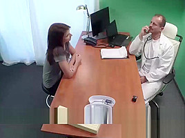 Small tits brunette Paola nailed hard by big dick doctor