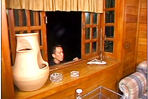 Smooth brazilian blonde fucks guy in the sofa