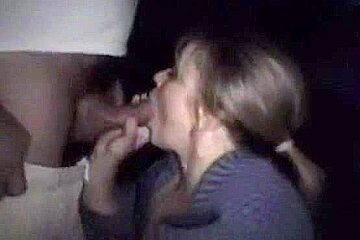 Some broad swinger blowing strangers in parking lot