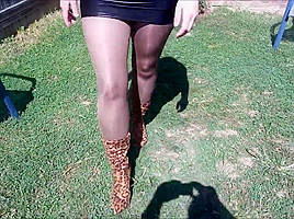 Spandex Angel - Showing off my shiny pantyhose no panties
