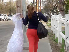 Step mom in Orange Spandex OMG!! HD