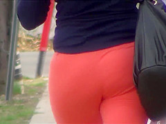 Step mom in Orange Spandex OMG!! HD