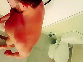 Straight Australian wolf edging with see-through fleshlight, huge cumshot !