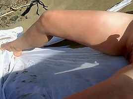 Stranger on the beach jerking off on my wife