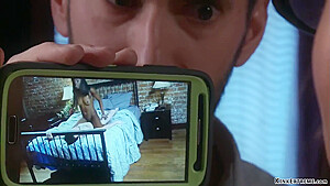 Strapped Legs Ebony Fucked In Bed