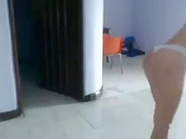 Super sexy hairy latin girl sweeping