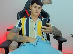 Supercute Latin Boy Prepares Penis For Squirt