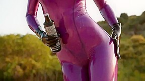Susan Wayland in purple Latex