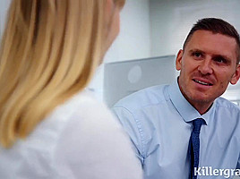 Sweet, blonde secretary with a nice ass, Lucette likes to have anal sex with her boss