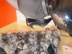 The Slave Worships The Legs In Pointed Shoes  Shoes Fetish  The Slave Kisses And Licks The Shoes