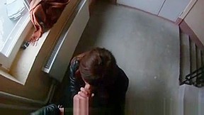 They Meet In The Stairwell For A Quick Suck And Fuck In Public
