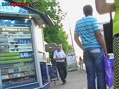 Throat-watering street upskirt footage