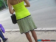 Throat-watering street upskirt footage