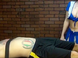 Tickle topless handjob