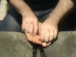 Tickling Cupcake's feet