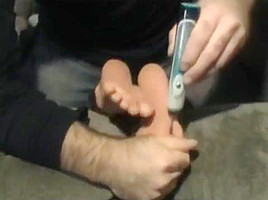 Tickling Cupcake's feet