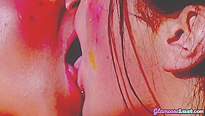 Tit fucking MILF ladies fucked in threesome pussy fuck