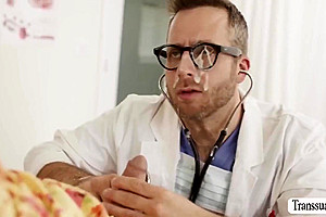 Trans Cummer Gives Professional Doctor Probing