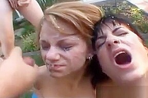 Two Sluts Getting A Lot Of Cum On Their Face