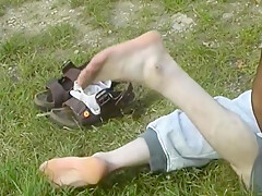 Two Wild German Babes Punishing Their Dude Outdoors