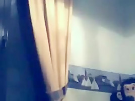 Two amateur lesbian brunettes have sex on webcam