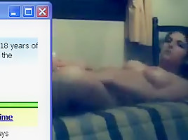 Two amateur lesbian brunettes have sex on webcam