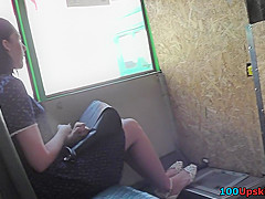 Upskirting vid of brunette gal with thong on her ass