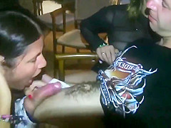 Very Hot Threesome Blowjob