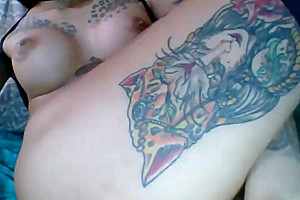Very Sexy Shemale With Tattoos Jerking Off